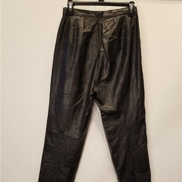 Vintage High Waisted Leather Pants Hi Rise Cow Leather Pockets Zipper Size 10 - Picture 10 of 16